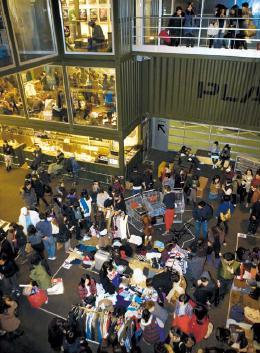 Visitors pack Bling & Platoon Night Flea Market on the first Saturday night of every month. Platoon Kunsthalle