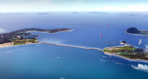 A computer generated view of the site of the Garorim tidal plant, planned in Seosan, South Chungcheong Province, by Korea Western Power Co. (Yonhap News)