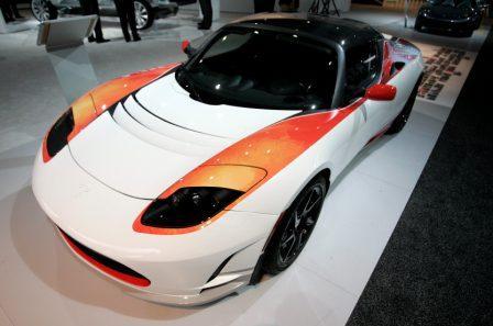 A Tesla Roadster 2.5 electric sports car