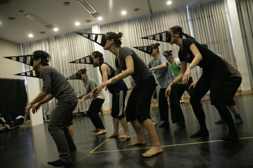 Dancers practice for “Black Box,” the first production of the Korea National Contemporary Dance Company, to be staged at the Seoul Arts Center’s Towol Theater from Jan. 29-30. (Korea National Contemporary Dance Company)