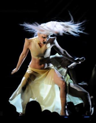 Lady Gaga said Willow Smith inspired her hair whip performance at the 2011 Grammy Awards show at the Staples Center in Los Angeles, California on February 13, 2011.(MCT)