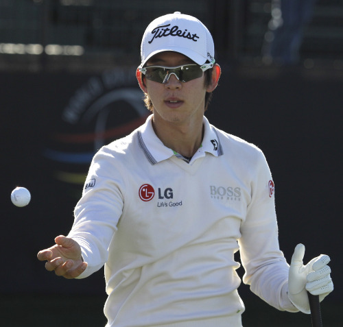 Korea’s Noh Seung-yul takes part in a practice round ahead of the Accenture Match Play Championship. (AP-Yonhap News)