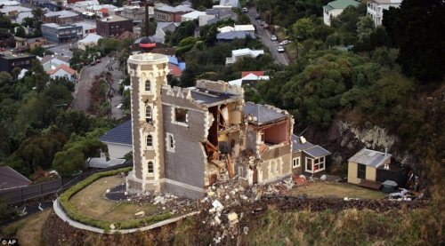 The Timeball Station was badly damaged in the 6.3 magnitude earthquake. (AP)