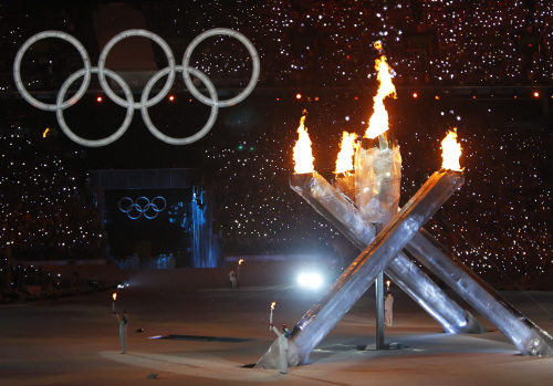 The Olympic Torch is lit during the Opening Ceremonies of the 2010 Winter Olympics in Vancouver, British Columbia. (MCT)