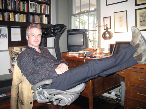 Wesley Stace relaxes in the study of his West Philadelphia, Pennsylvania home. (John Timpane/Philadelphia Inquirer/MCT)