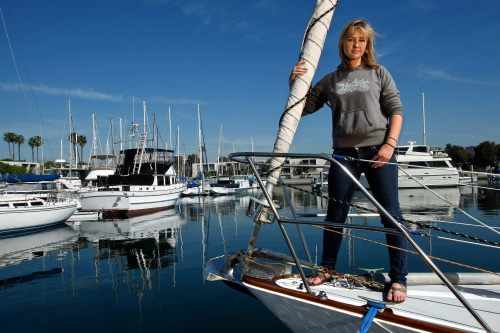 Abby Sunderland, 17, has a new book detailing her experience trying to become the youngest person to sail around the world solo which ended when a rogue wave damaged her boat. (Mel Melcon/Los Angeles Times/MCT)