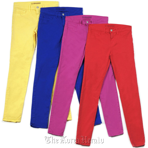 Colorful jeans from J Brand, $176. Jeans for this spring and summer have gone from basic blues and intense indigo to Technicolor versions of playful Crayola shades. (J Brand/MCT)