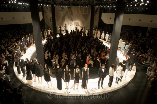 Finale of 2011 FENDI F/W show at the Floating Island on the Han River on Thursday. (FENDI)