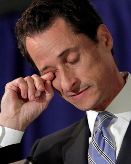 A teary U.S. Rep. Anthony Weiner, D-N.Y., addresses a news conference in New York, Monday, June 6, 2011. (AP)