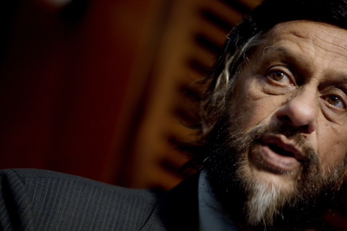 Rajendra Kumar Pachauri, Chair of the Intergovernmental Panel on Climate Change IPCC speaks during the opening of the Nansen Conference on Climate Change and Displacement in the 21st Century in Oslo Monday June 6. 2011.  (AP-Yonhap News)