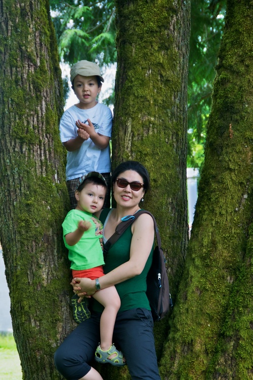 Hyo-Jung Furey with her two sons Juno and Noah. The three moved from Jeju to Canada to be with her husband Nathan’s parents after he died in 2009. (Betty Furey)