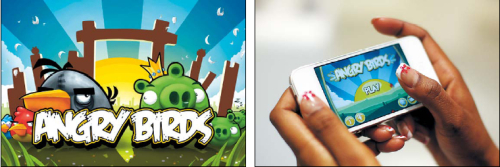 The “Angry Birds” mobile phone game, designed by Rovio Mobile Oy, is displayed, on an Apple Inc. iPhone 4. (Bloomberg)