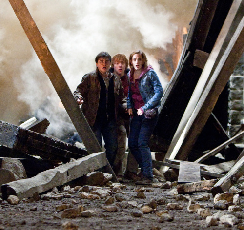 Daniel Radcliffe, from left, as Harry Potter, Rupert Grint as Ron Weasley and Emma Watson as Hermione Granger in Warner Bros. Pictures’ fantasy adventure “Harry Potter and the Deathly Hallows - Part 2,” a Warner Bros. Pictures release. (Jaap Buitendijk/Courtesy Warner Bros. Pictures/MCT)