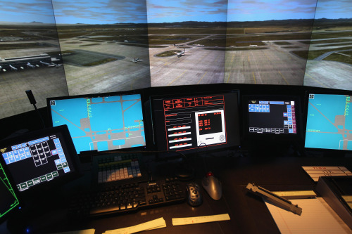 An airport tower simulator waits for air-traffic controller trainees at Denver International Airport. (AFP-Yonhap News)