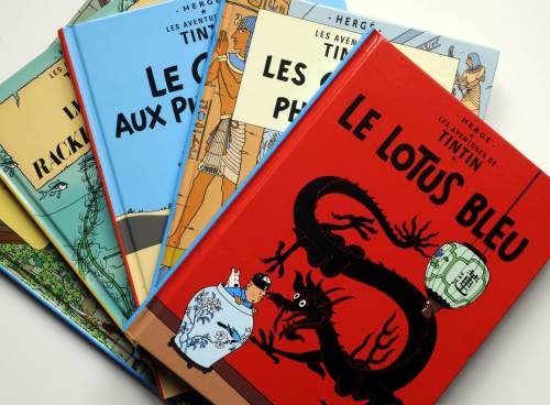 Books featuring Tintin, created by Belgian author Georges Remi a.k.a. Herge. (AFP-Yonhap News)