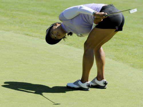 Grace Park encourages her putt during the second round of the LPGA Safeway
