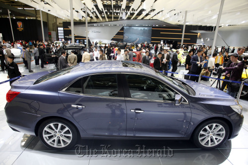 A Chevrolet Malibu vehicle sits on display at the Auto Shanghai 2011 car show in Shanghai. (Bloomberg)