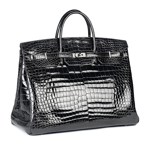 A black crocodile Hermes 