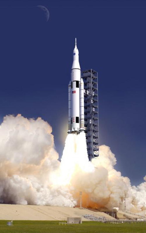 This artist’s concept provided by NASA on Wednesday shows the new rocket design. (AP-Yonhap News)