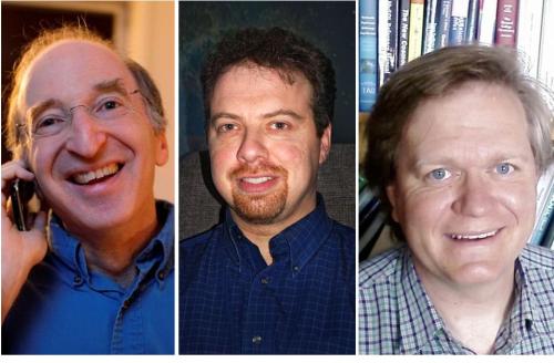 (From left)Saul Perlmutter, Adam Riess, Brian Schmidt