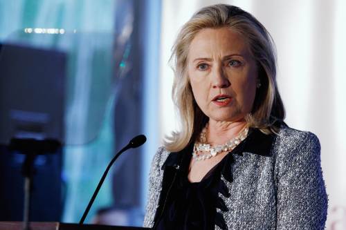 U.S. Secretary of State Hillary Clinton speaks in Washington D.C. on Wednesday. (AFP-Yonhap News)