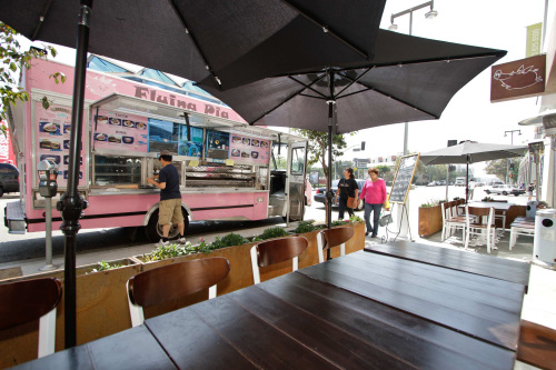 The Flying Pig food truck sits parked outside the newly opened Flying Pig restaurant in Los Angeles, California, Sept 2. (Los Angeles Times/MCT)