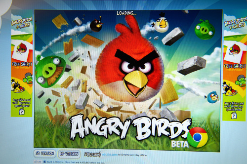 A webpage displaying the Rovio Mobile Ltd.'s ' Angry Birds' is seen on a computer monitor in San Francisco, California. (Bloomberg)