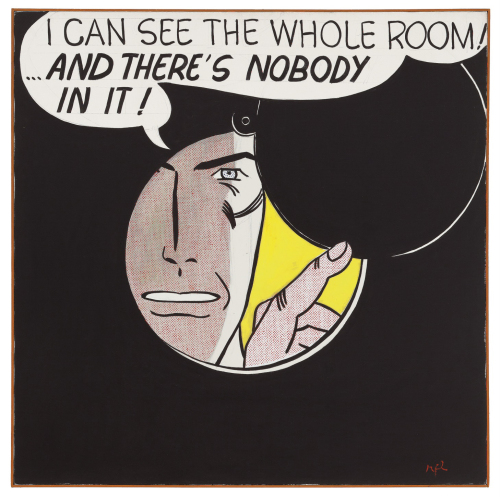 A 1961 painting by the late Pop Artist Roy Lichtenstein, entitled “I Can See the Whole Room! ... and There’s Nobody in It!” (AP-Yonhap News)
