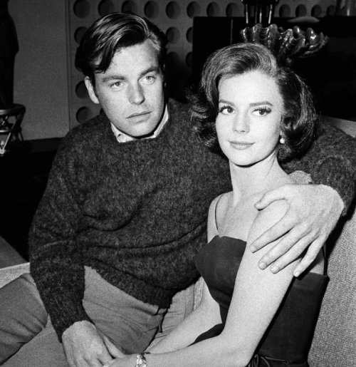 In a Nov. 25, 1959 file photo, Natalie Wood and her husband Robert Wagner are made up for their roles in 