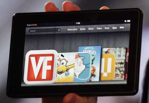 The Kindle Fire is displayed at a news conference, in New York. (AP)