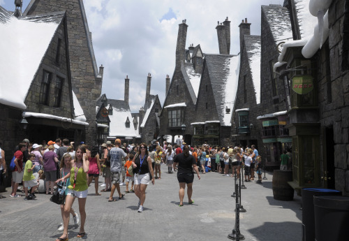 Visitors walk through the Universal Studios Wizarding World of Harry Potter theme park in Orlando, Florida, U.S. (Bloomberg)