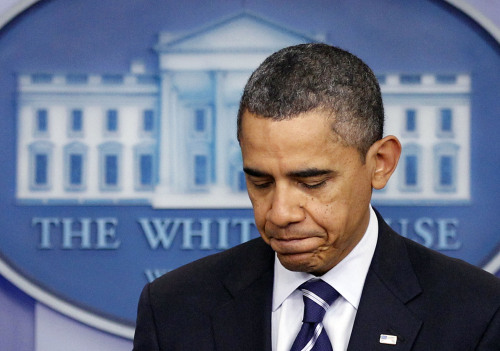 President Barack Obama delivers a statement in the Brady Press Briefing Room at the White House in Washington on Saturday. (AP-Yonhap News)