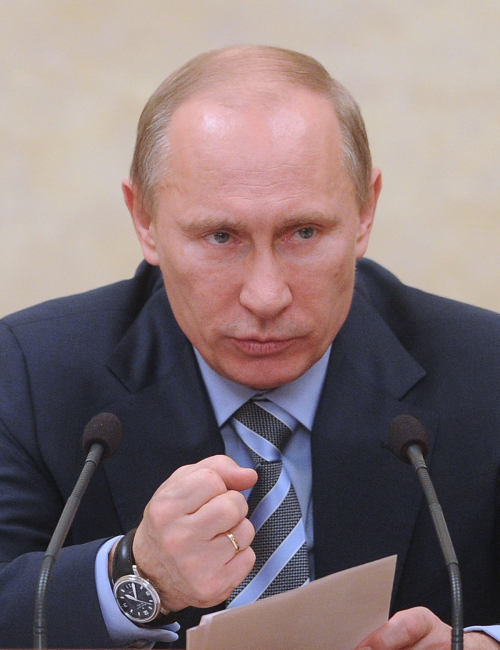 Vladimir Putin during a meeting on Tuesday. (tar-Tass-Yonhap News)