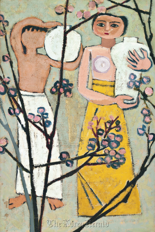 “Women, Plum Blossoms and Jar” by Kim Whanki (Gallery Hyundai)