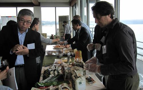 Pulmuone representatives Beom S. Yun (left) and Bradley Tomko attend the Korean Culinary Camp held in San Francisco in October. (Yonhap News)