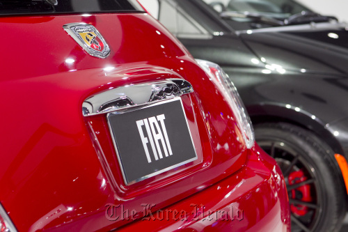 Fiat SpA 500 Abarth vehicle sits on display during the 2012 North American International Auto Show in Detroit. (Bloomberg)