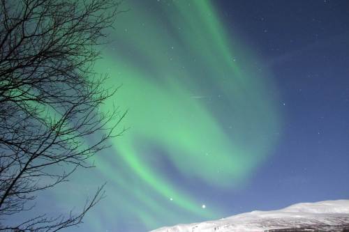 A picture taken late on March 7, 2012 of northern lights in Abisko, Swedish Lapland. (AFP)