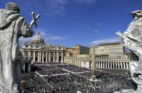 In this March 11, 2001 file photo, statues topping the Bernini colonnade frame St. Peter's Square at the Vatican. (AP)