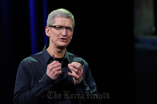 Tim Cook, CEO of Apple Inc., speaks during an event in San Francisco, California. (Bloomberg)