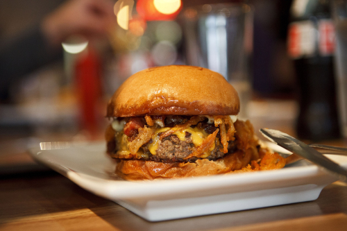 A Burger sits on a table (Bloomberg)