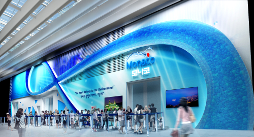 Rendition of the front of the Monaco Pavilion at the Yeosu Expo