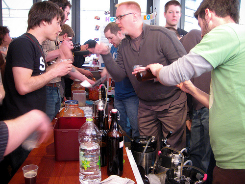 Homebrewers serve beer at last year’s Fermentation Celebration in March.