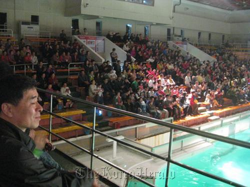 Audience members pay 8,000 to 12,000 won, depending on age, to attend Pacific Land’s monkey, sea lion and dolphin show. (Courtesy of Tracie Barrett)