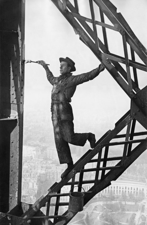Eiffel Tower Painter, Paris, 1953 (Marc Riboud Photo Exhibition)