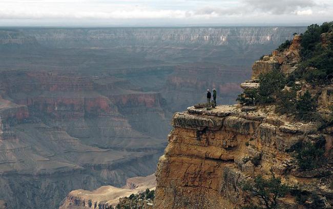 Chris Walker (left) and Kevin Horan look over the Grand Canyon from Powell Plateau in October 2011. (Chicago Tribune/MCT)