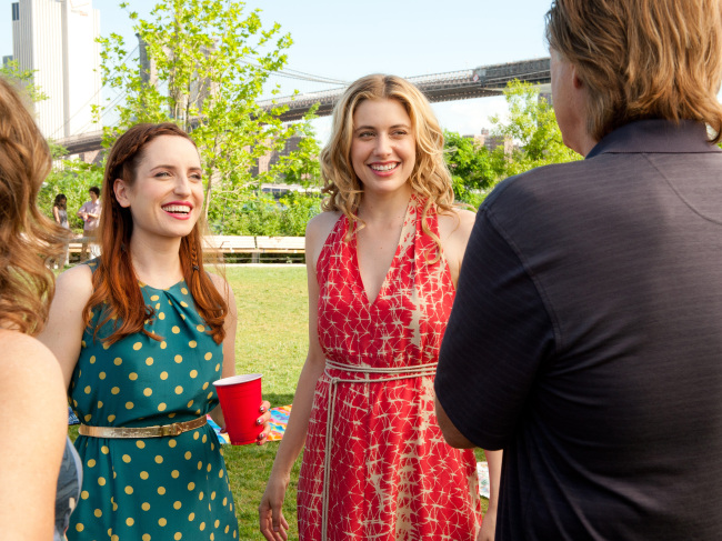 Actress Zoe Lister-Jones, left, (Alice) and Greta Gerwig (Lola) are seen on the set of the Fox Searchlight Pictures movie, “Lola Versus.” (Fox Searchlight Pictures/MCT)