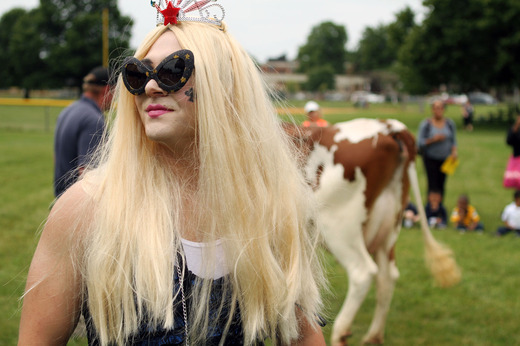 Principal of the Roger Clap School Justin Vernon dressed as Lady Gaga.