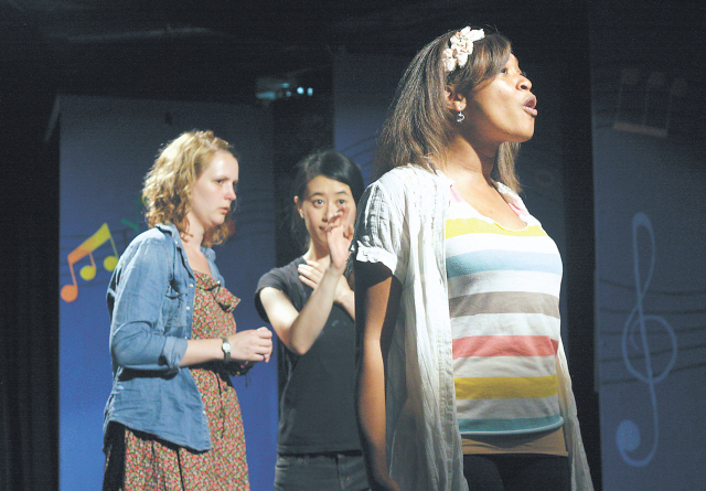 Industrial Theatre Troupe members rehearse for their upcoming play “Too Much Light.” (Industrial Theatre Troupe)