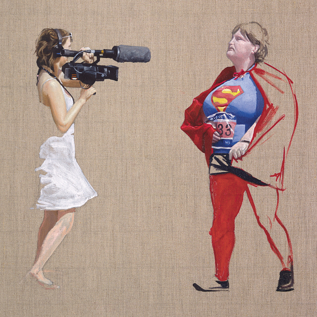 “All eyes on Superwoman” by Matt Lambert, displayed at Lotte Gallery Jung-dong branch. (Lotte Gallery)