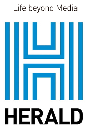 The two pillars represent Herald Corp.’s twobusiness areas, “Life” and “Media,” while thefour interior stripes stand for the life andenvironment businesses of the “Life” sphereand the information and knowledge businessesof the “Media” sphere.